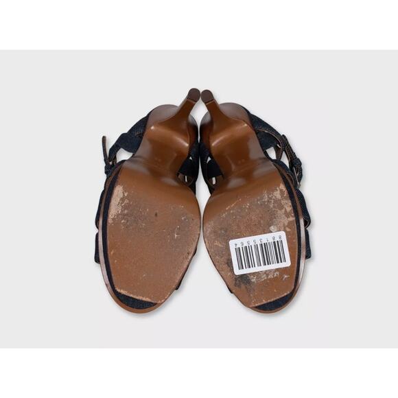 YSL Yves Saint Laurent Denim High Heel Sandals, Size 35 - Picture 5 of 5